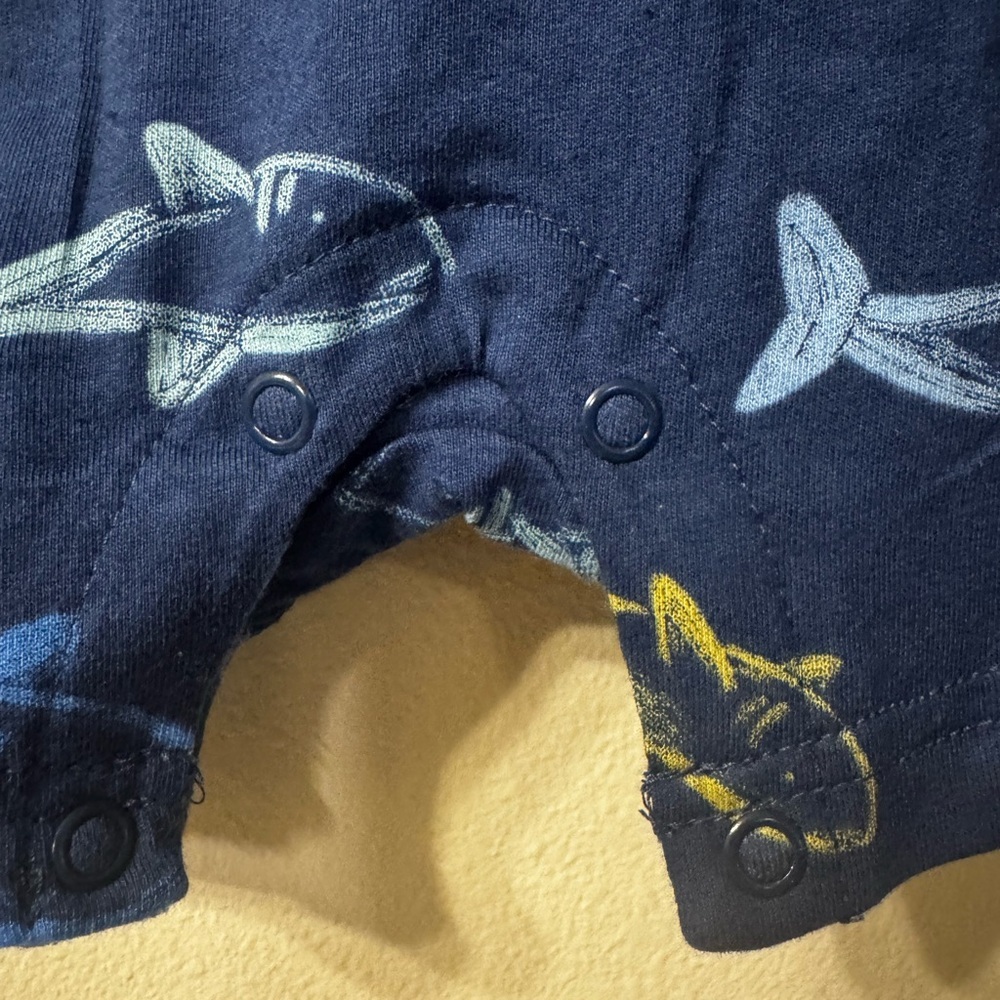 Carter's Navy Shark Pattern Romper - Picture 5 of 13